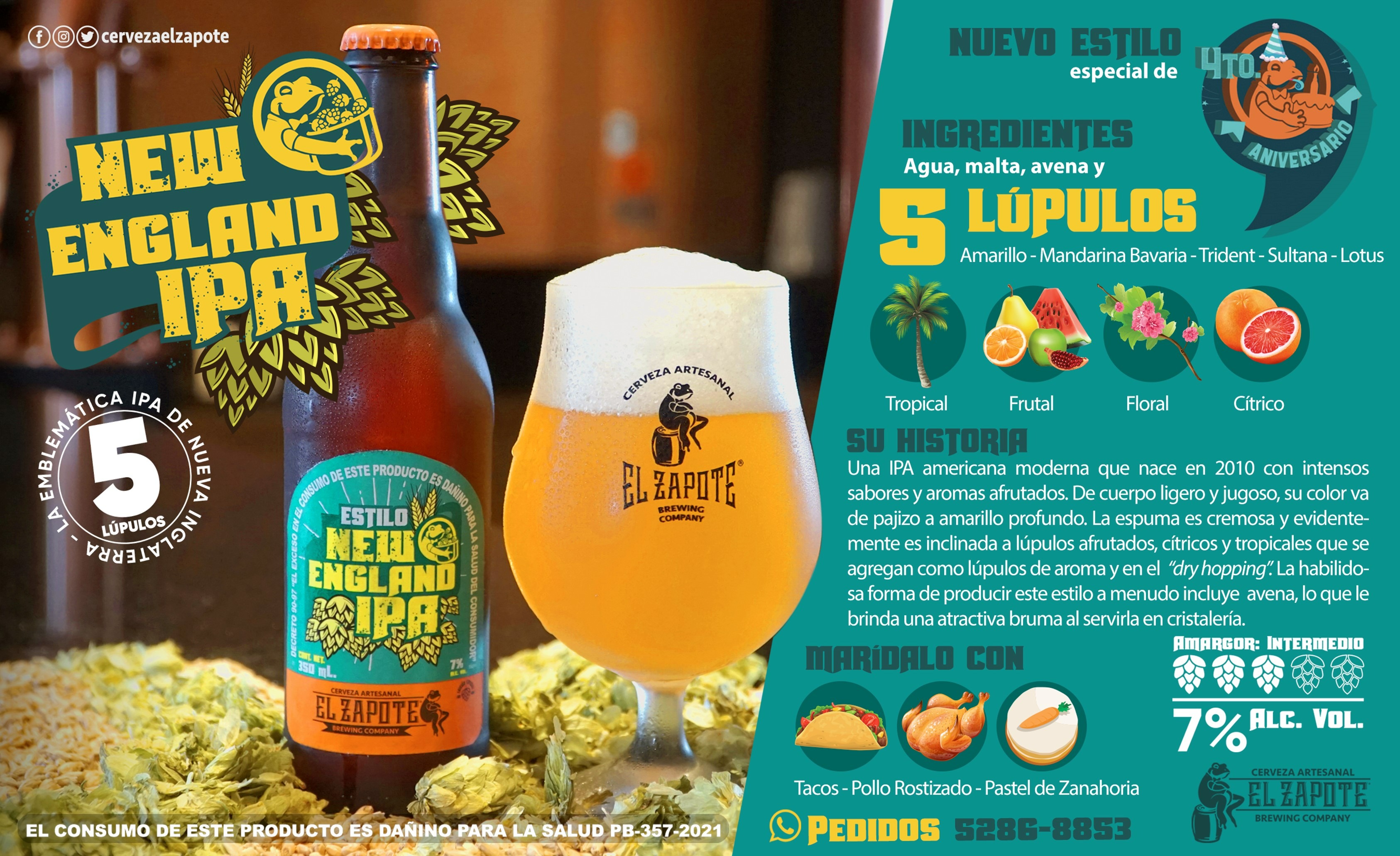 cerveza artesanal New England IPA de El Zapote
