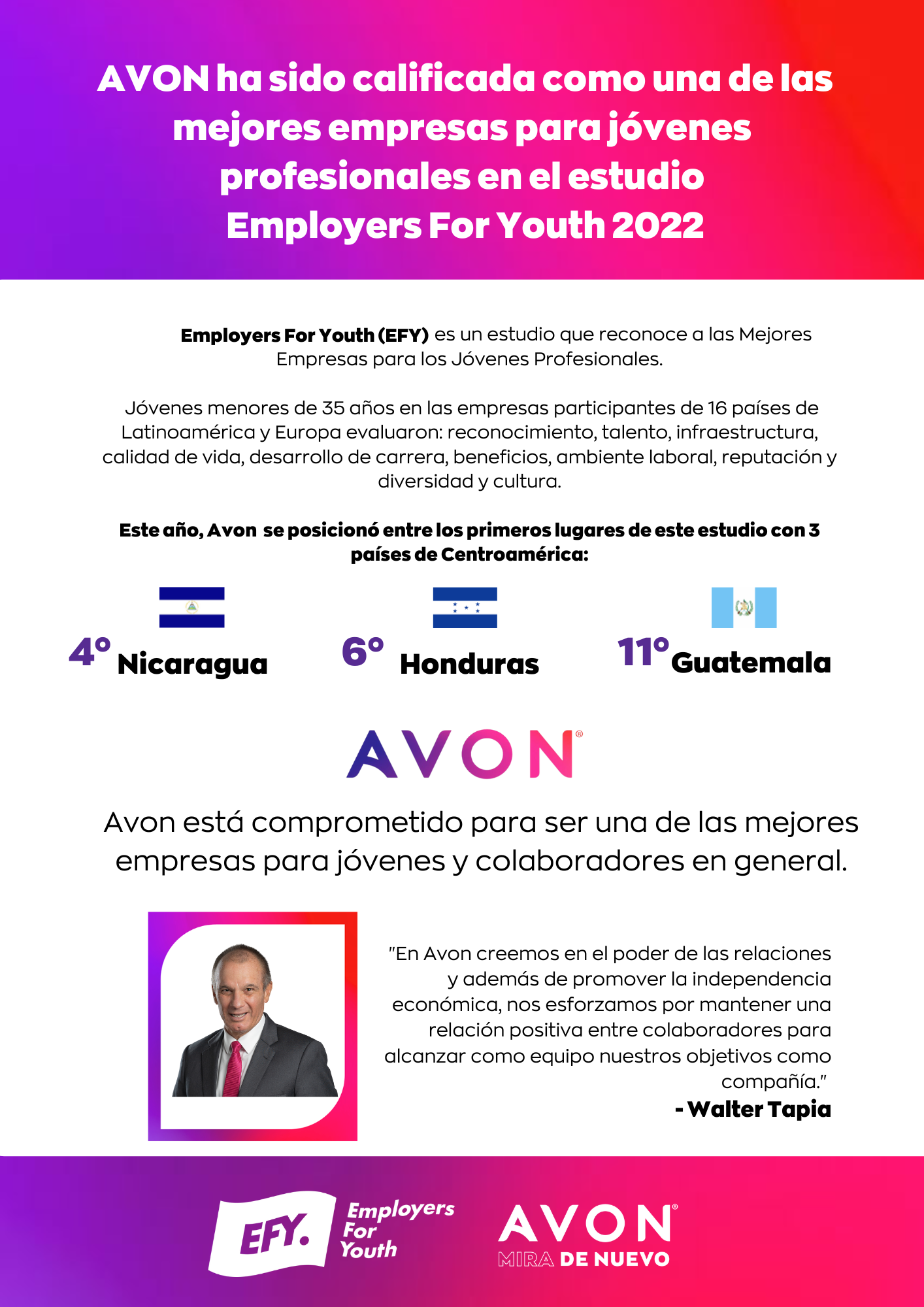 Avon Calificada como una de las mejores empresas para jóvenes profesionales