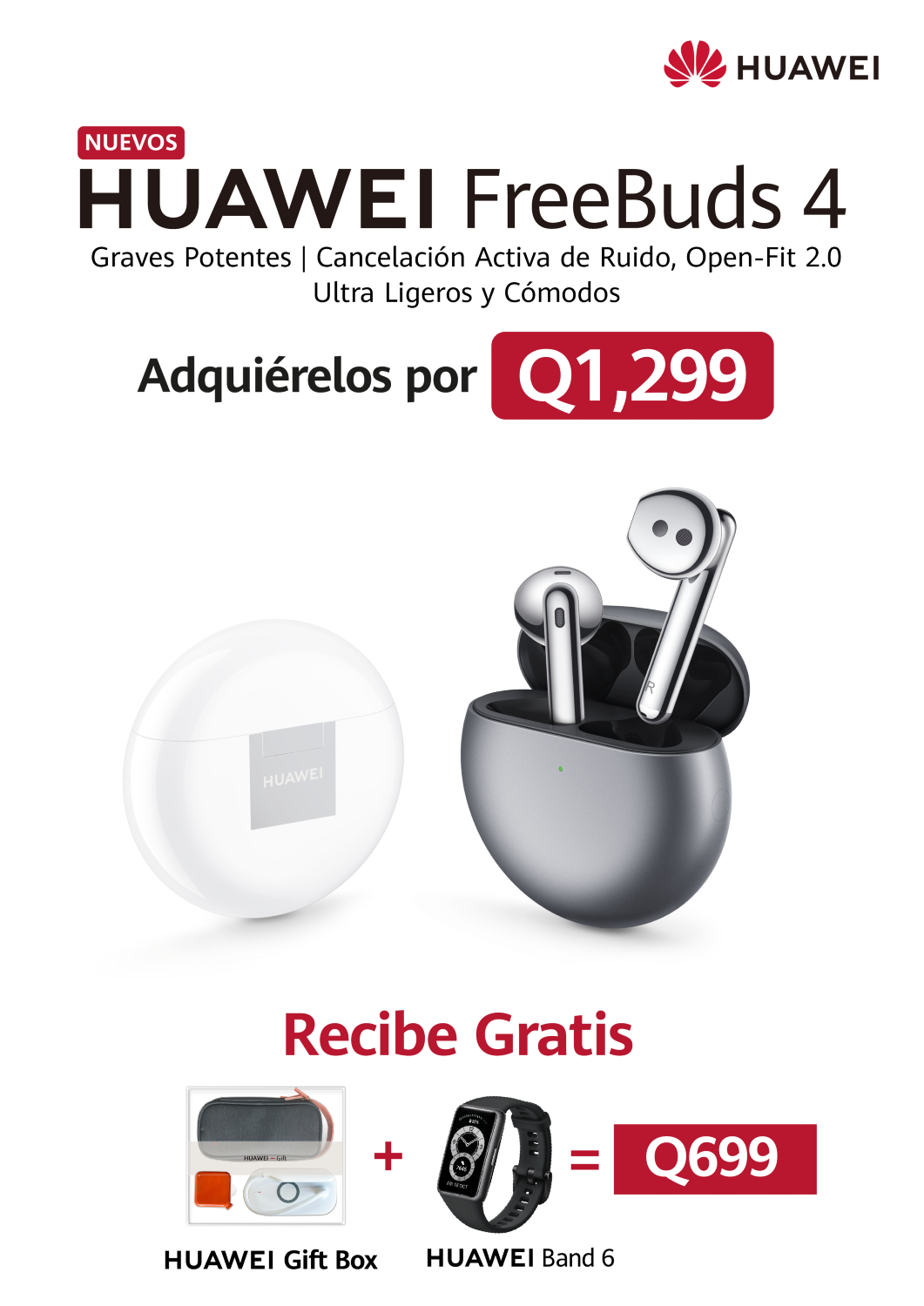 Disfruta del sonido de alta definición con los nuevos HUAWEI FreeBuds 4